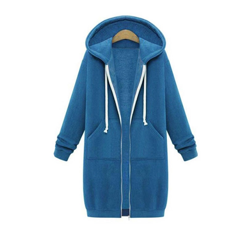 Veste Longue Zippée à Capuche pour Femme - Image 2