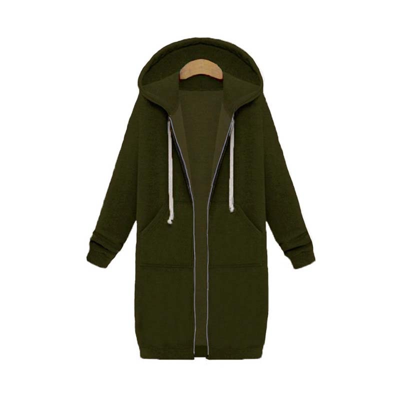 Veste Longue Zippée à Capuche pour Femme - Image 7