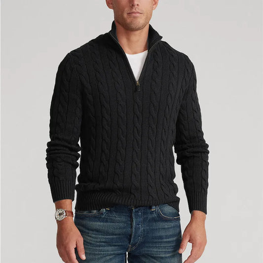 Pull Homme Maille Côtelée à Col Zippé - Image 2