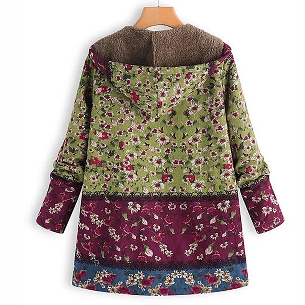Veste Longue à Capuche Florale pour Femme - Image 2