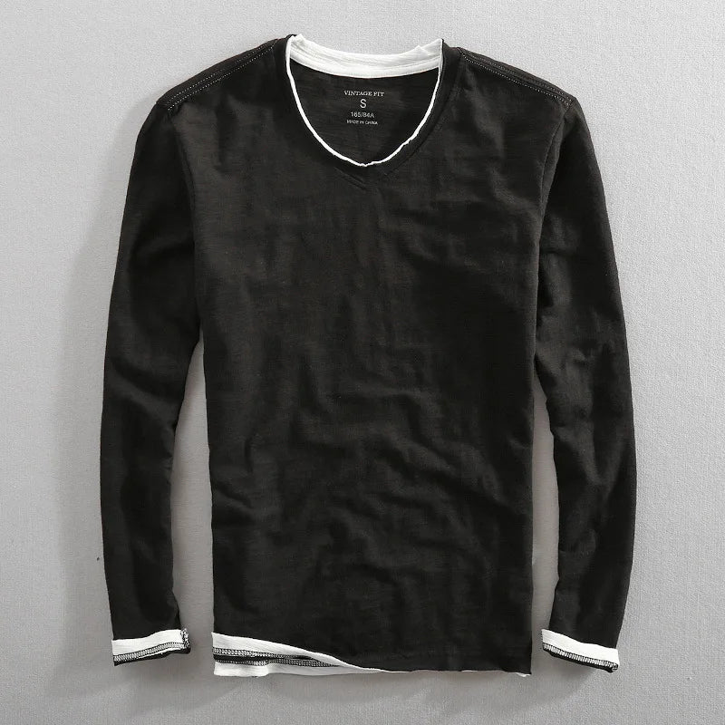 T-shirt à Manches Longues et Ourlet Superposé pour Homme - Image 3