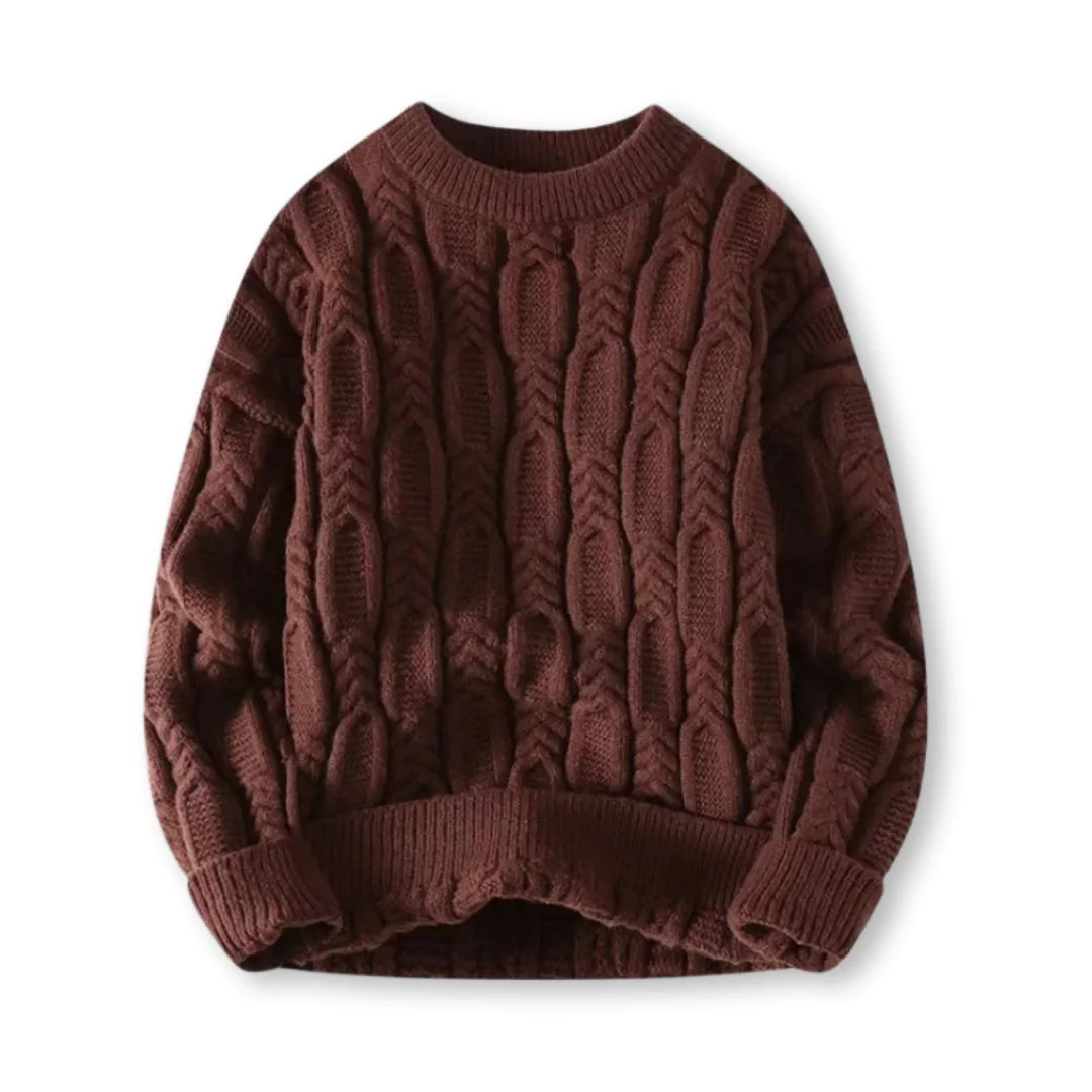 Pull Homme Col Rond Tricot Câble - Image 7