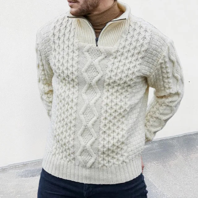 Pull Homme Maille Côtelée avec Fermeture Éclair 1/4 - Image 3