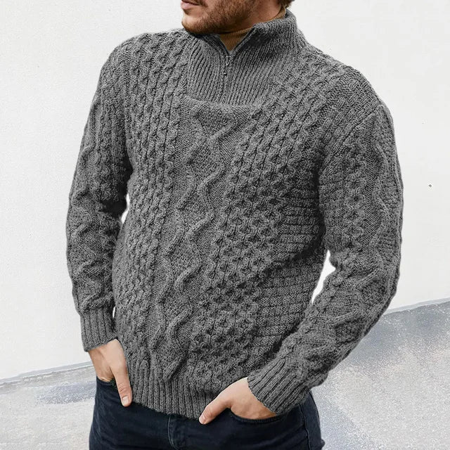 Pull Homme Maille Côtelée avec Fermeture Éclair 1/4 - Image 2