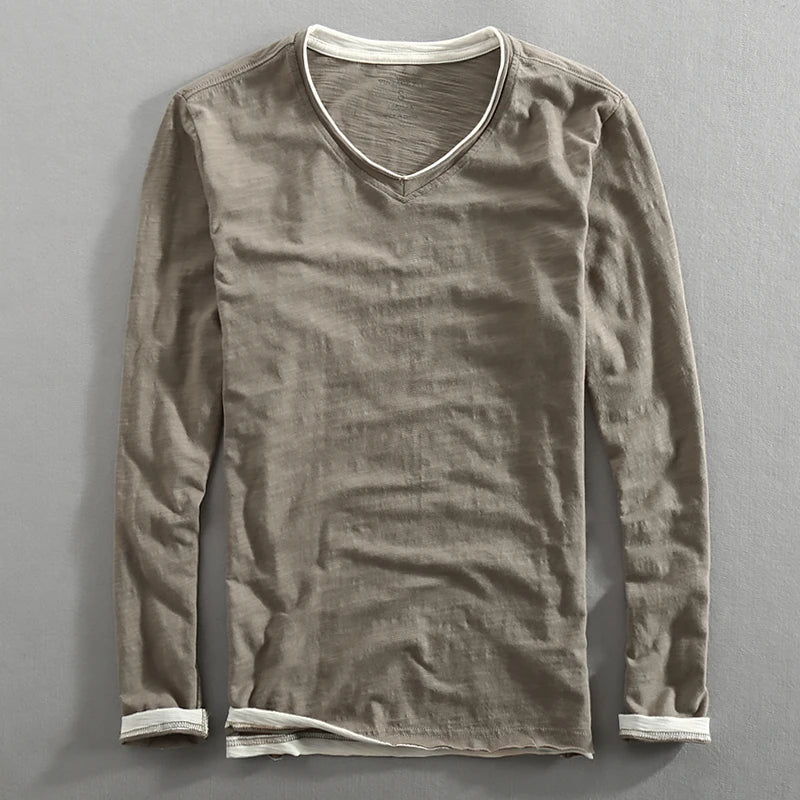 T-shirt à Manches Longues et Ourlet Superposé pour Homme - Image 2