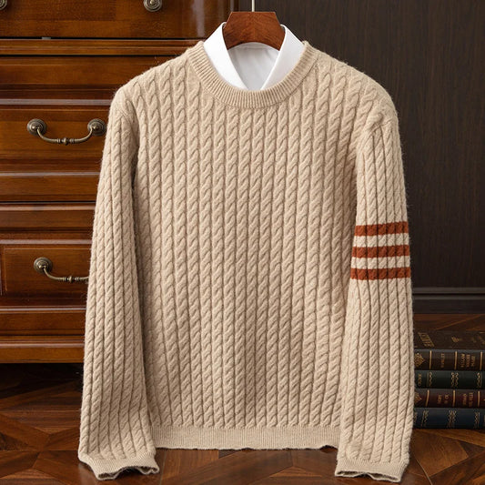 Pull Homme Col Rond Tricot Câble - Image 1