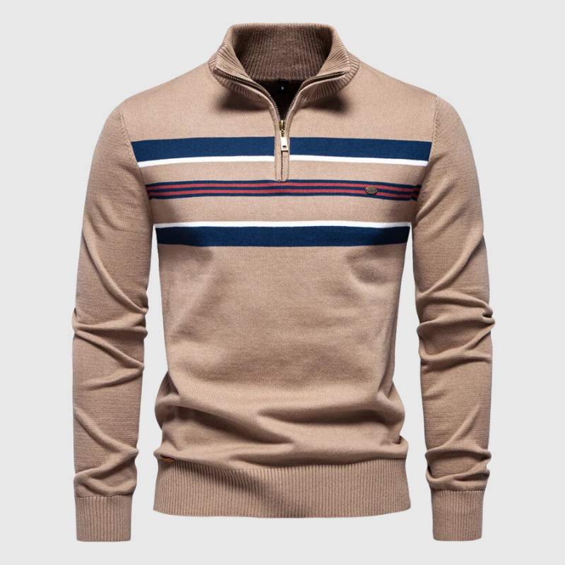 Pull rayé à quart de fermeture éclair pour homme - Image 3