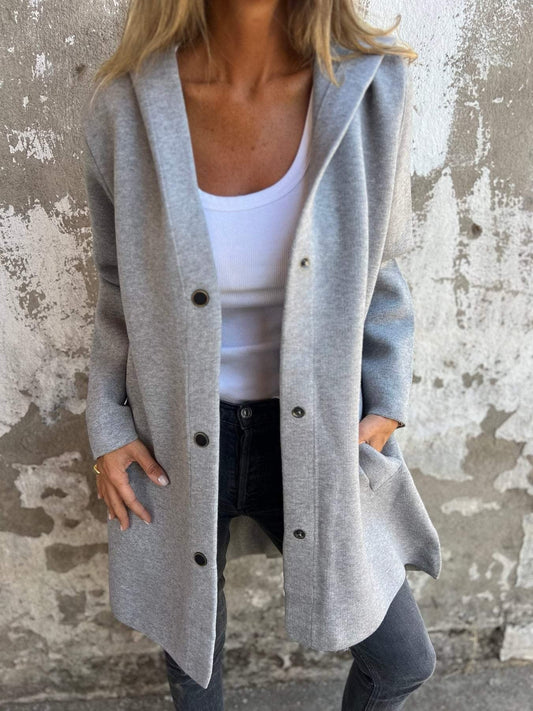 Manteau à Capuche Boutonné pour Femme - Image 1