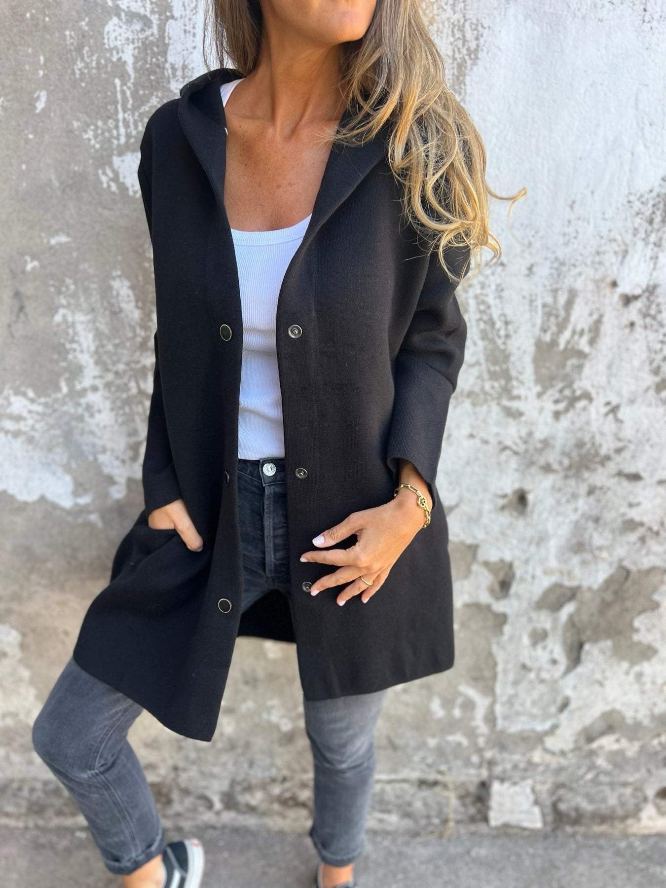 Manteau à Capuche Boutonné pour Femme - Image 3