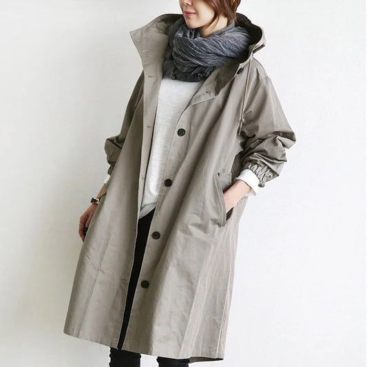 Manteau Long Trapèze à Capuche pour Femme - Image 1