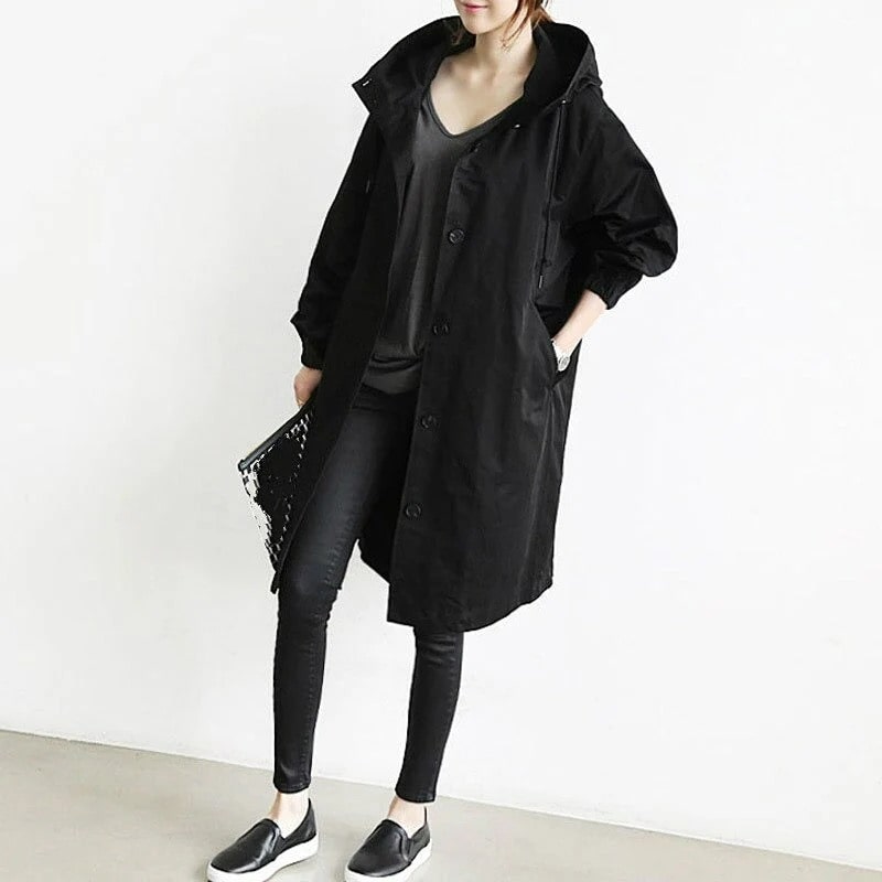 Manteau Long Trapèze à Capuche pour Femme - Image 4