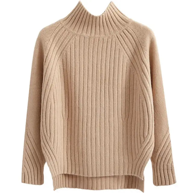 Pull à col roulé en maille côtelée pour femme - Image 1