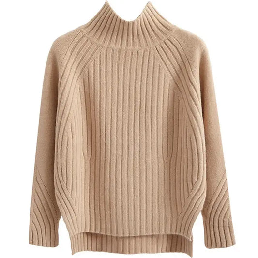 Pull à col roulé en maille côtelée pour femme - Image 1