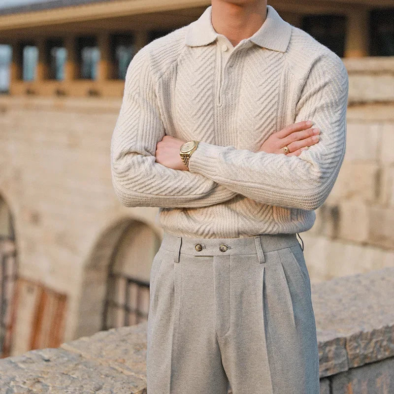 Pull Polo à Manches Longues pour Homme - Image 2