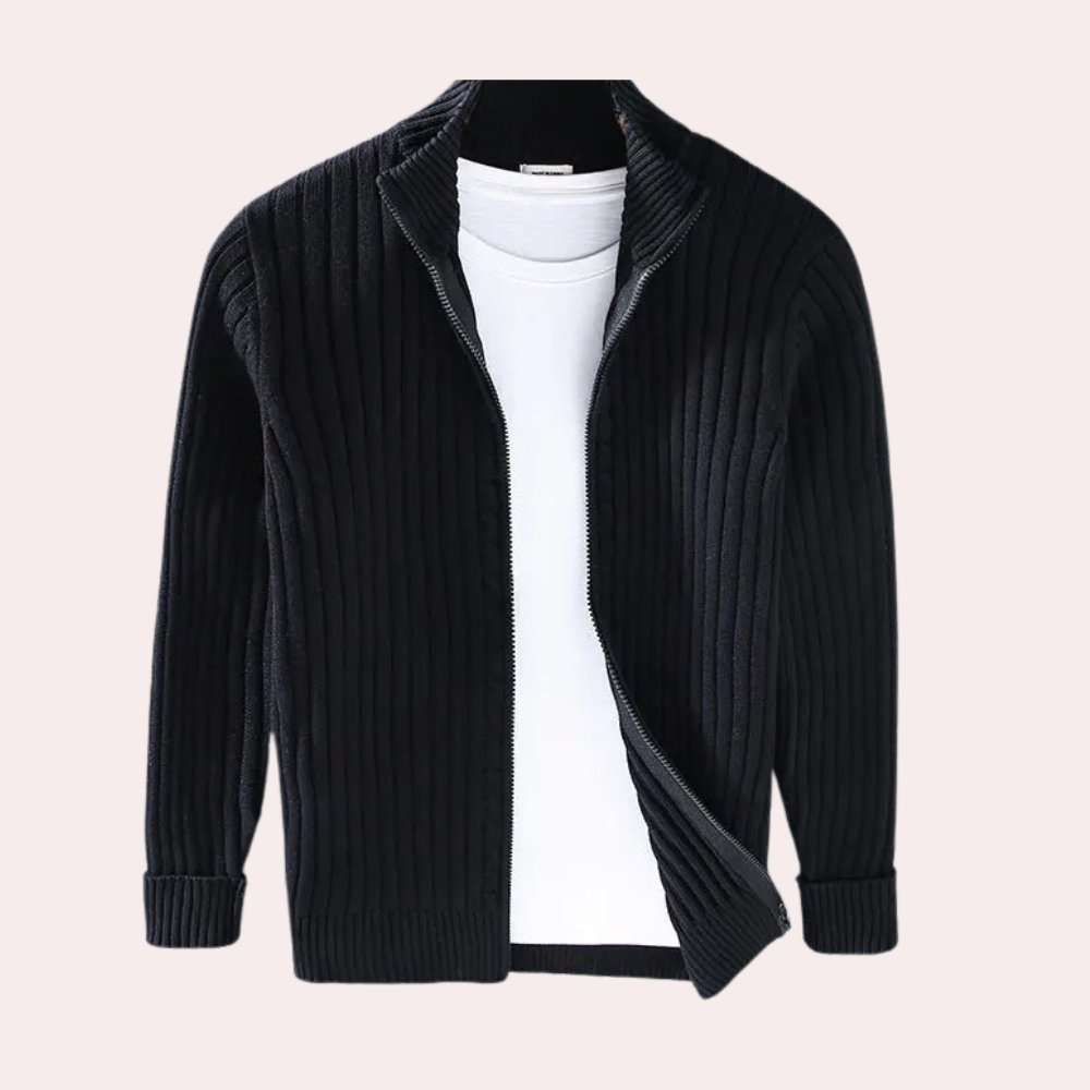 Veste Homme Tricot Côtelé Zippée Intégrale - Image 4