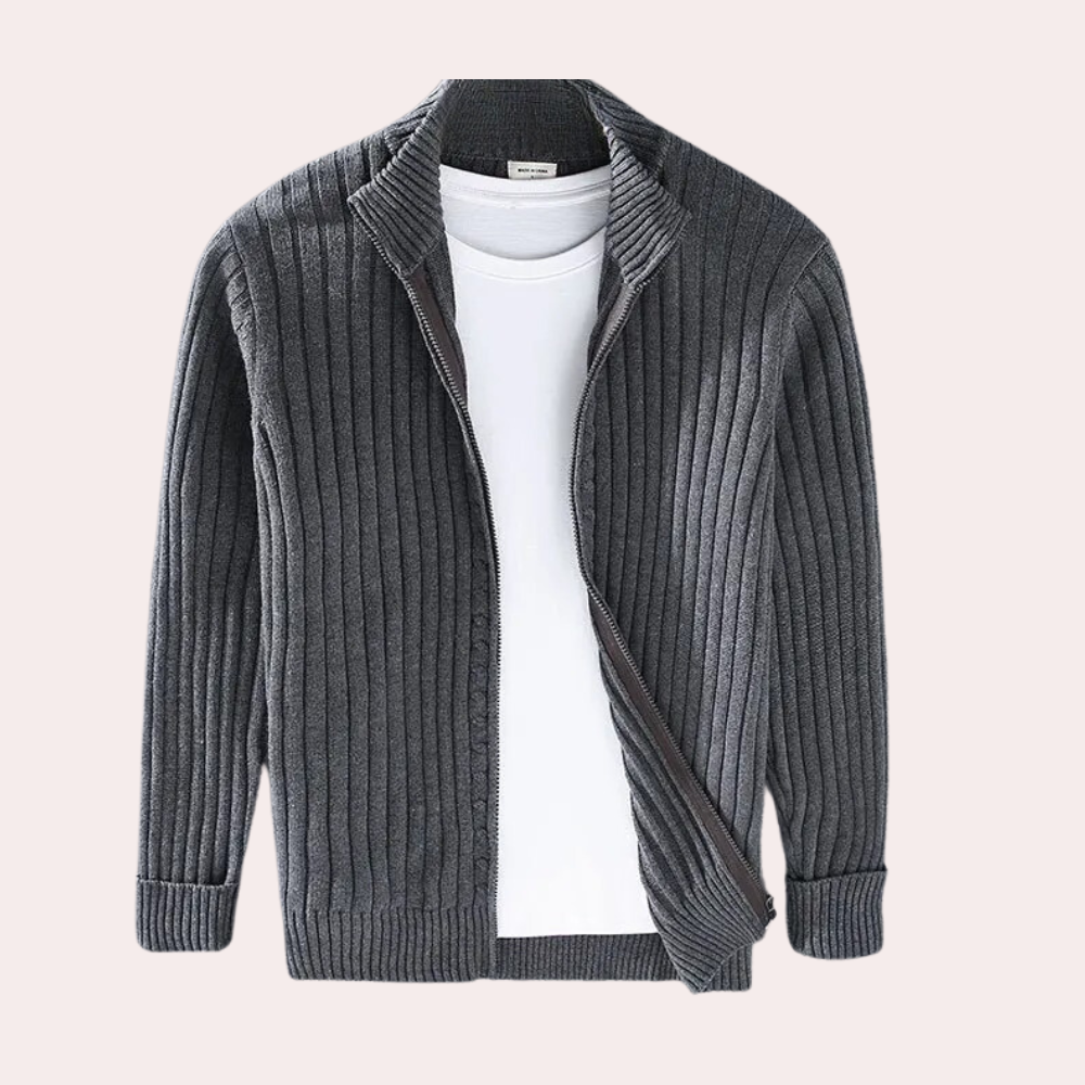 Veste Homme Tricot Côtelé Zippée Intégrale - Image 5