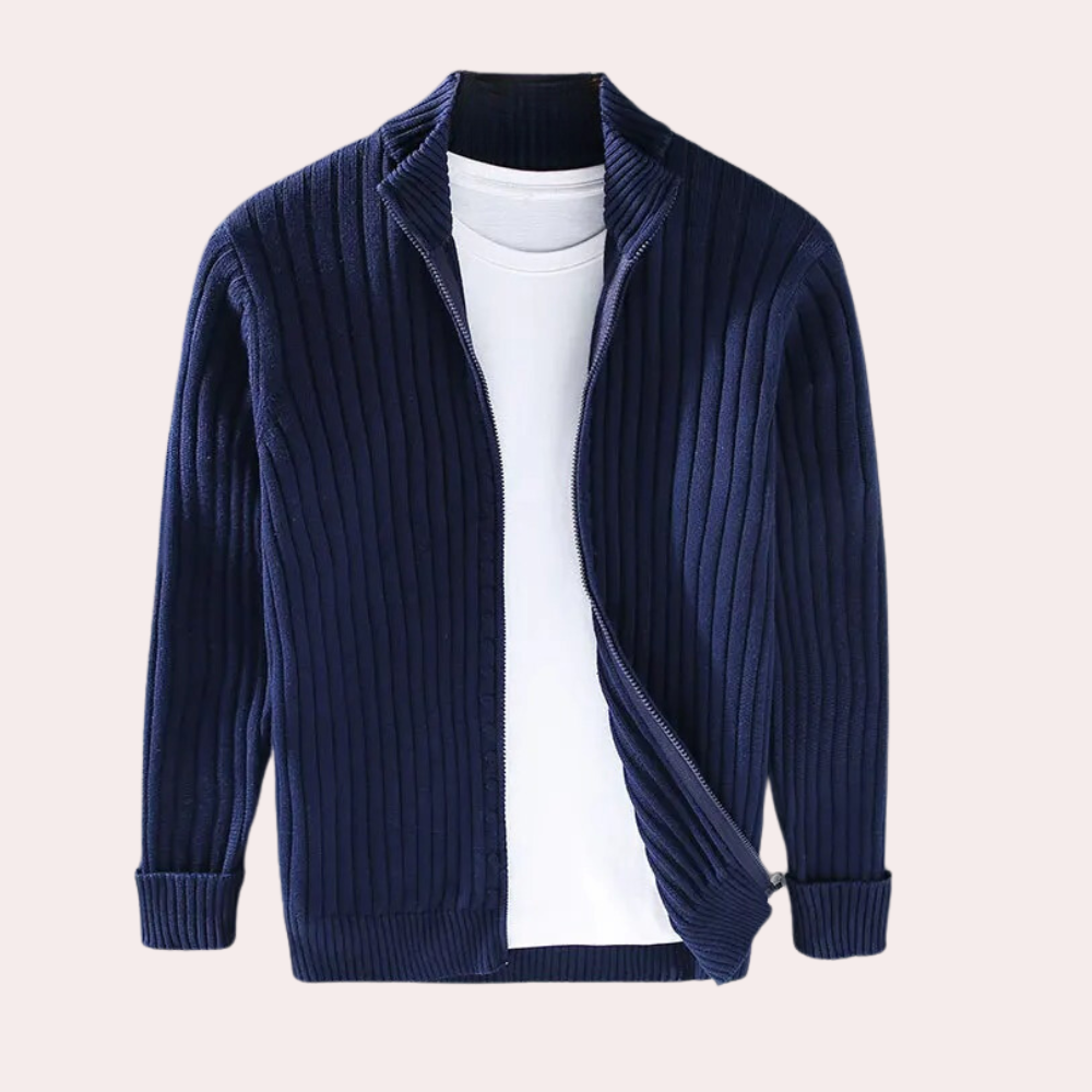 Veste Homme Tricot Côtelé Zippée Intégrale - Image 6