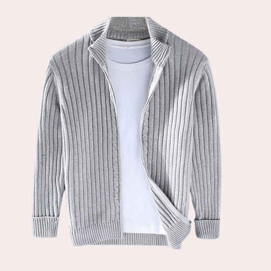 Veste Homme Tricot Côtelé Zippée Intégrale - Image 1