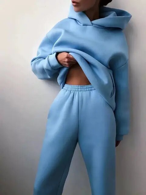 Ensemble de survêtement à capuche coupe décontractée pour femme - Image 13