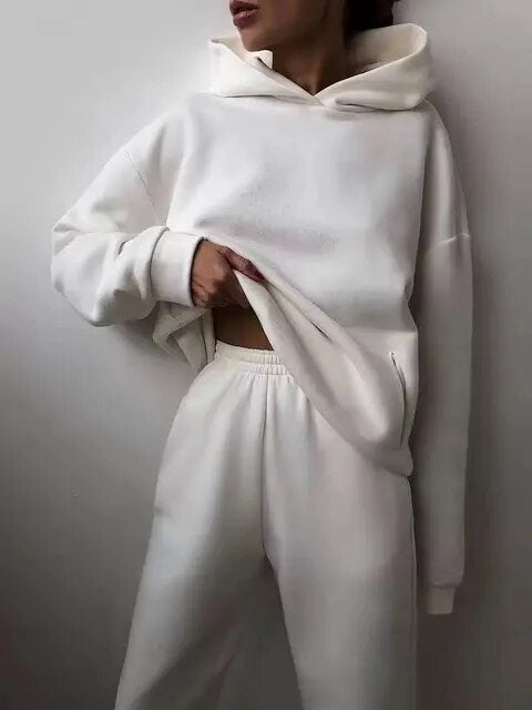 Ensemble de survêtement à capuche coupe décontractée pour femme - Image 14