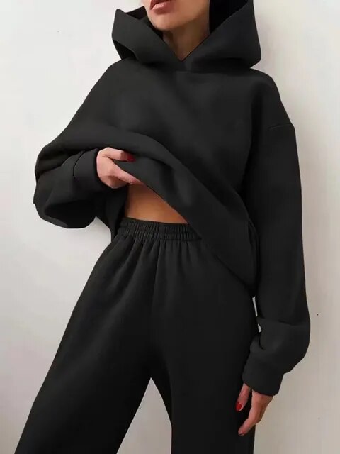 Ensemble de survêtement à capuche coupe décontractée pour femme - Image 15