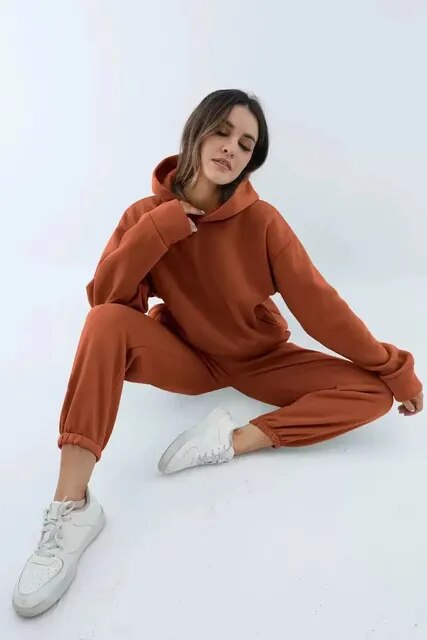 Ensemble de survêtement à capuche coupe décontractée pour femme - Image 8