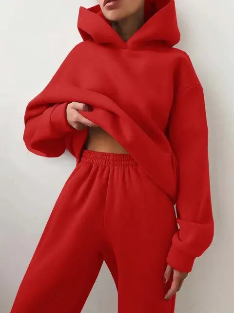 Ensemble de survêtement à capuche coupe décontractée pour femme - Image 10
