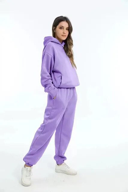 Ensemble de survêtement à capuche coupe décontractée pour femme - Image 5