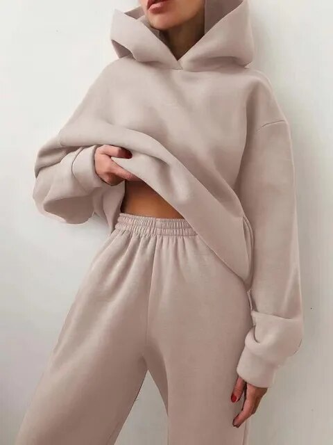 Ensemble de survêtement à capuche coupe décontractée pour femme - Image 11