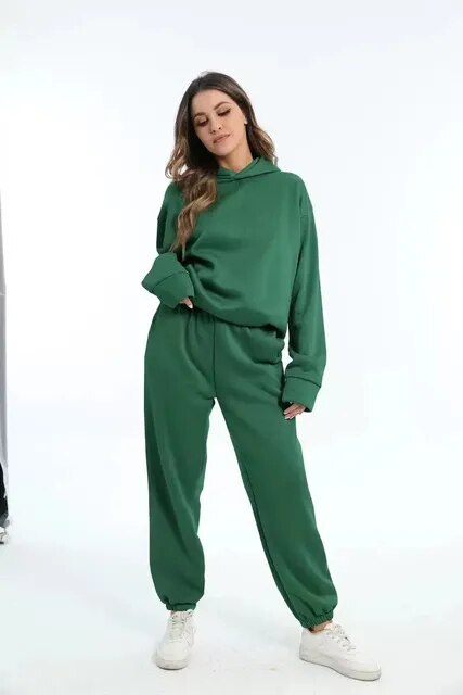 Ensemble de survêtement à capuche coupe décontractée pour femme - Image 3