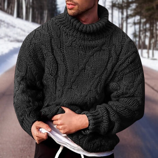 Pull Homme Col Roulé Tricot Câble - Image 1