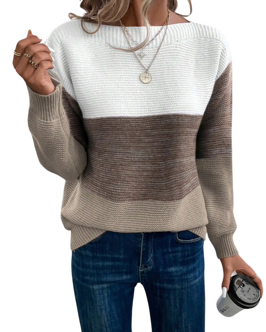 Pull Femme Manches Longues Color Block - Image 1