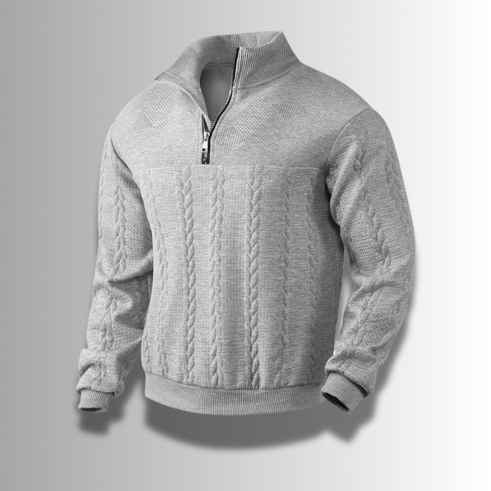 Pull Texturé Homme à Fermeture Éclair 1/4 - Image 2