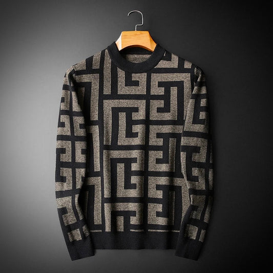 Pull à col rond à motifs pour homme - Image 1