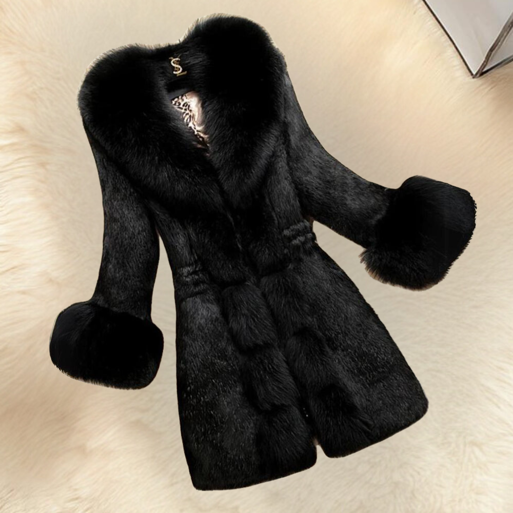 Manteau Long Femme Col en Fausse Fourrure - Image 6