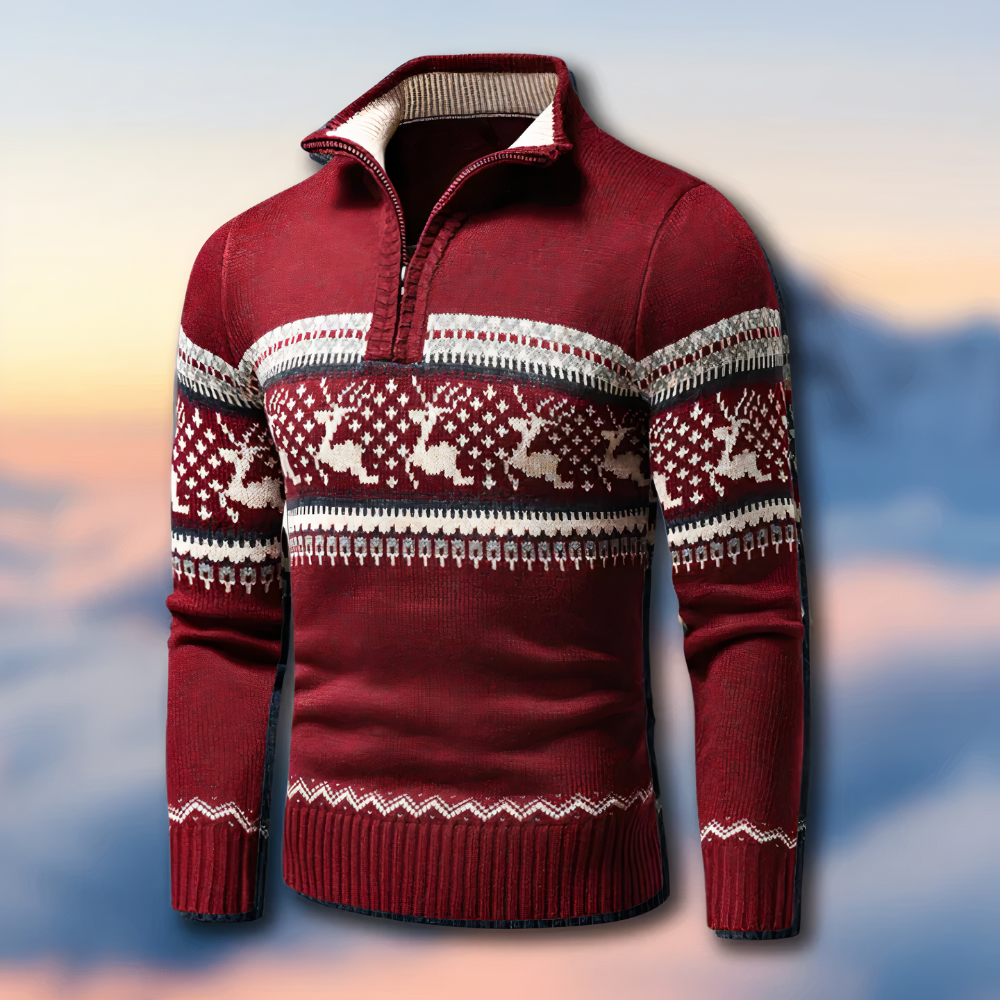 Pull Fair Isle Homme à Fermeture Éclair 1/4 - Image 1
