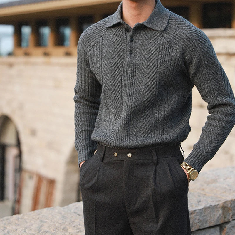 Pull Polo à Manches Longues pour Homme - Image 8