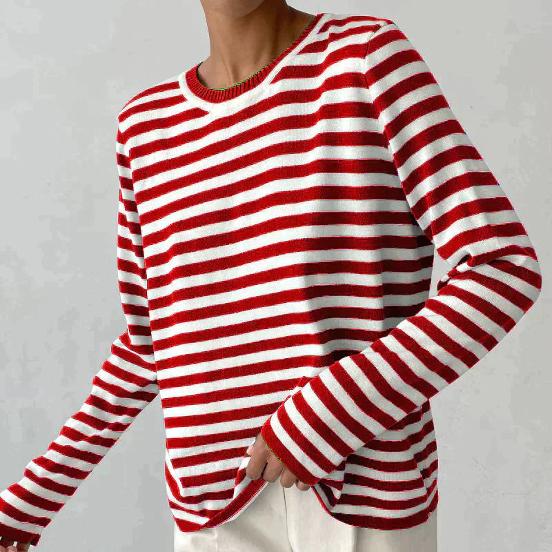 Pull rayé à col rond pour femme - Image 4