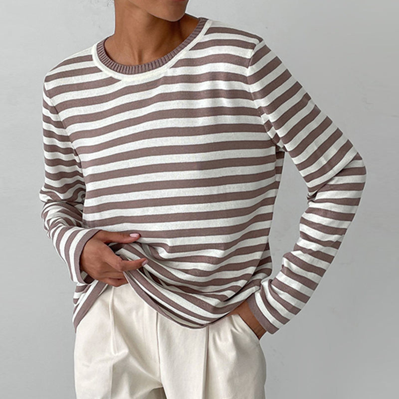 Pull rayé à col rond pour femme - Image 2