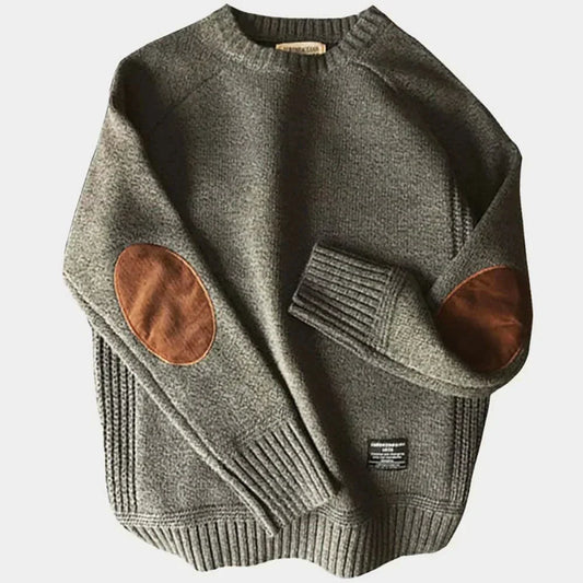 Pull Homme Col Rond avec Empiècements aux Coudes - Image 1