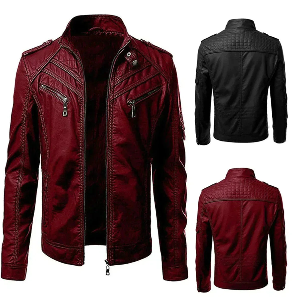 Veste de motard slim fit pour homme - Image 6