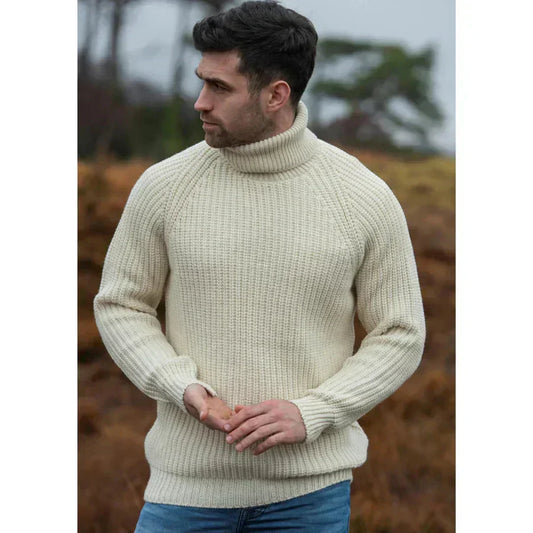 Pull Homme Col Roulé Maille Côtelée - Image 1