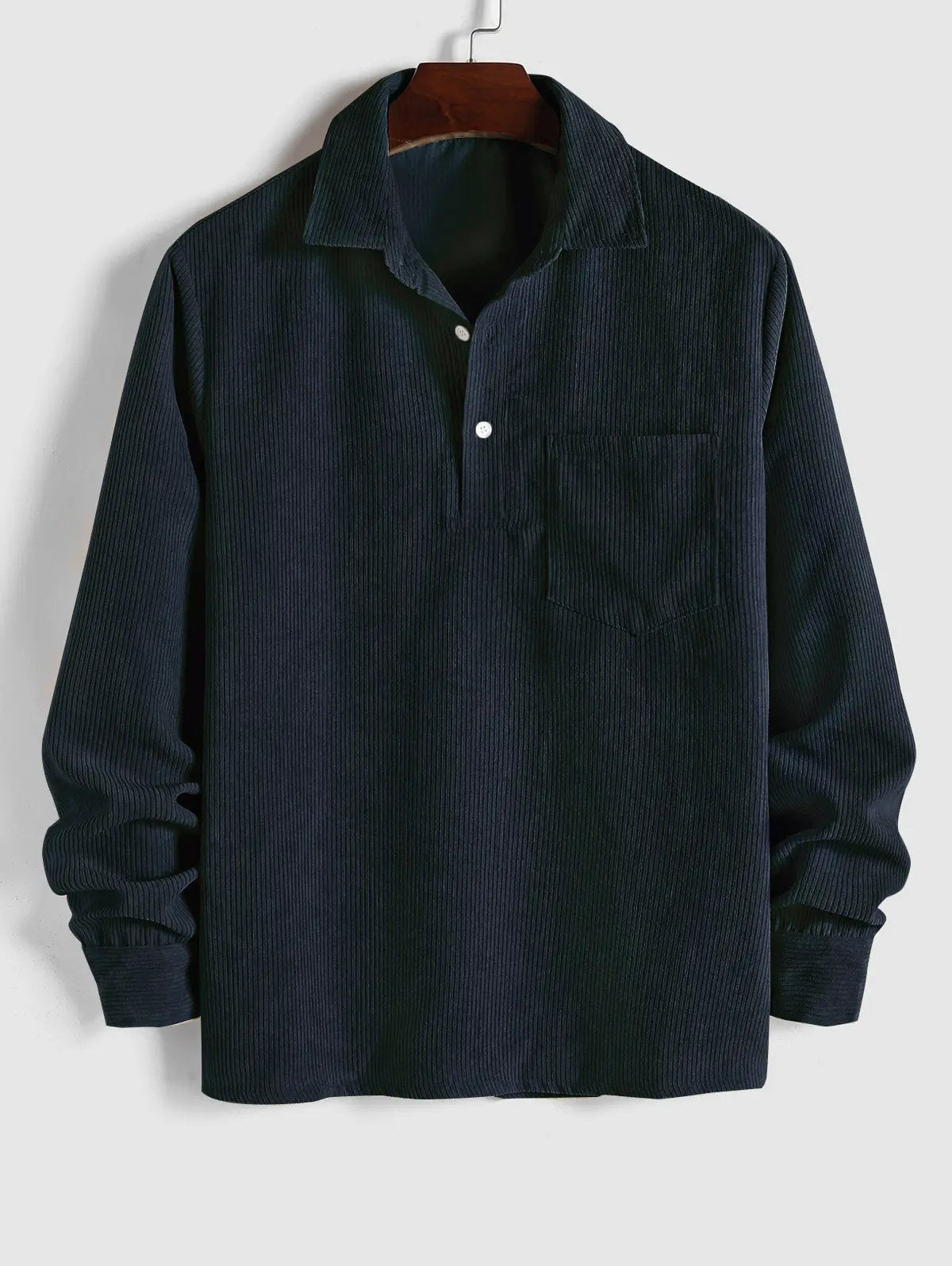 Chemise à Manches Longues et Col Cubain pour Homme - Image 1