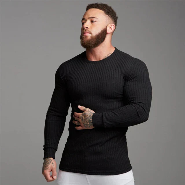 Pull Homme Manches Longues Côtelé - Image 1