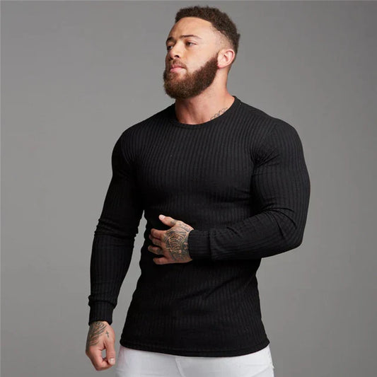 Pull Homme Manches Longues Côtelé - Image 1
