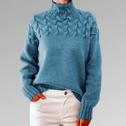 Pull Femme Col Roulé en Tricot torsadé - Image 1