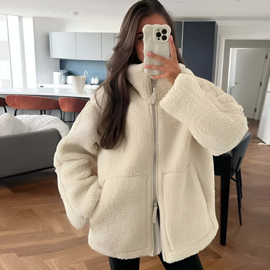 Veste Sherpa Zippée Oversize Femme - Image 1