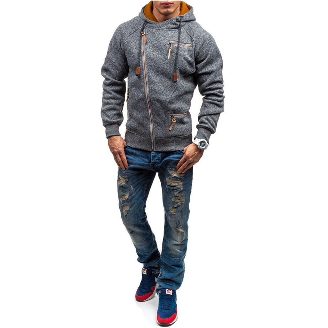 Sweat à capuche zippé en molleton pour homme - Image 4