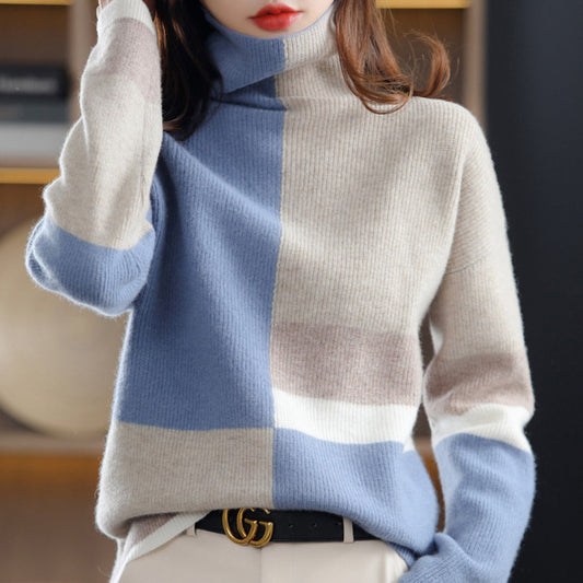 Pull en Tricot Femme à Blocs de Couleurs - Image 1
