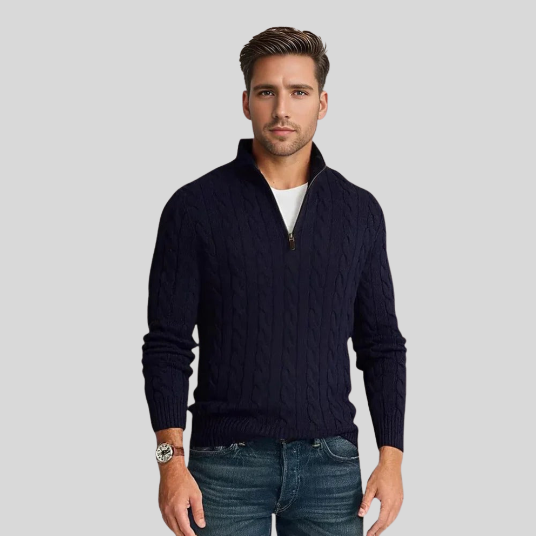 Pull Homme Maille Côtelée à Col Zippé - Image 4